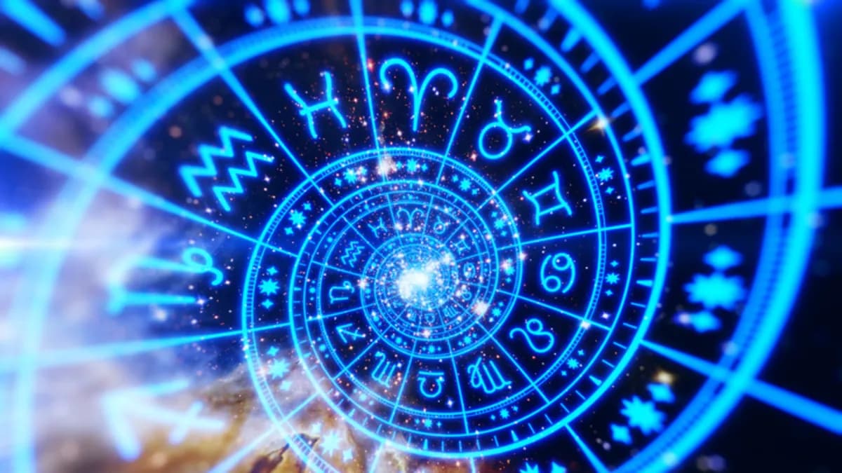 Burç sembolleri ve Satürn temalı astroloji görseli.