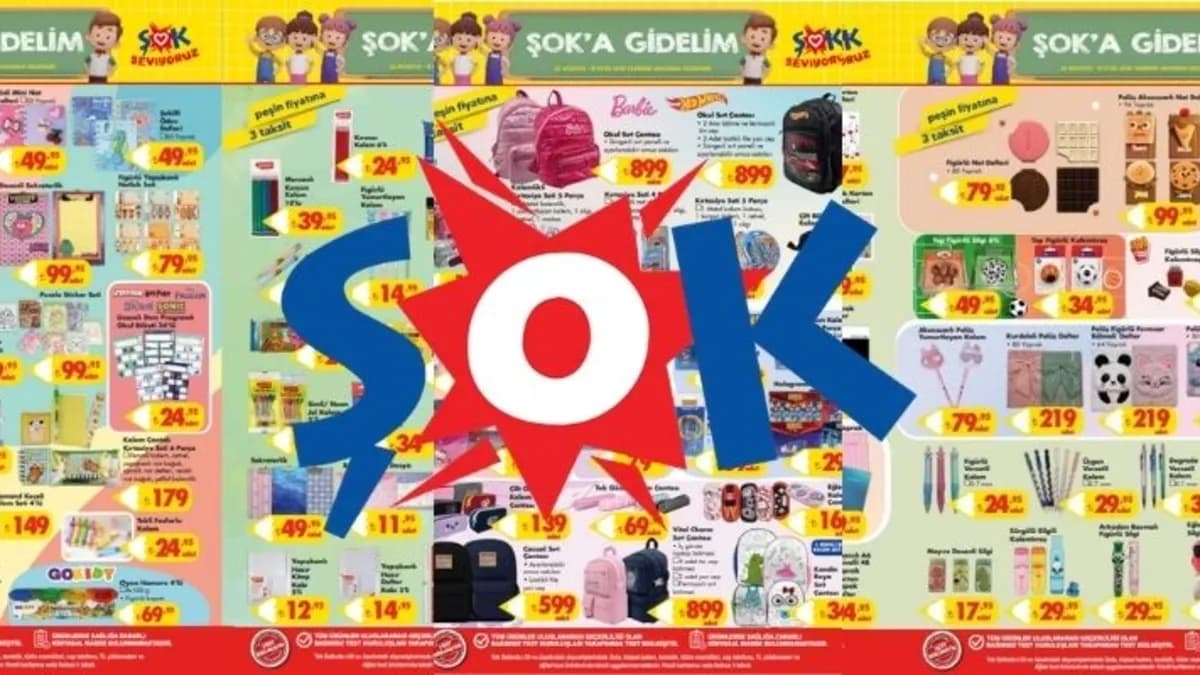 ŞOK aktüel kataloğu 22 Ağustos-15 Eylül 2026'da okula dönüş ürünlerinde neler var? Çanta, kalemlik ve defter seçenekleri hangileri?