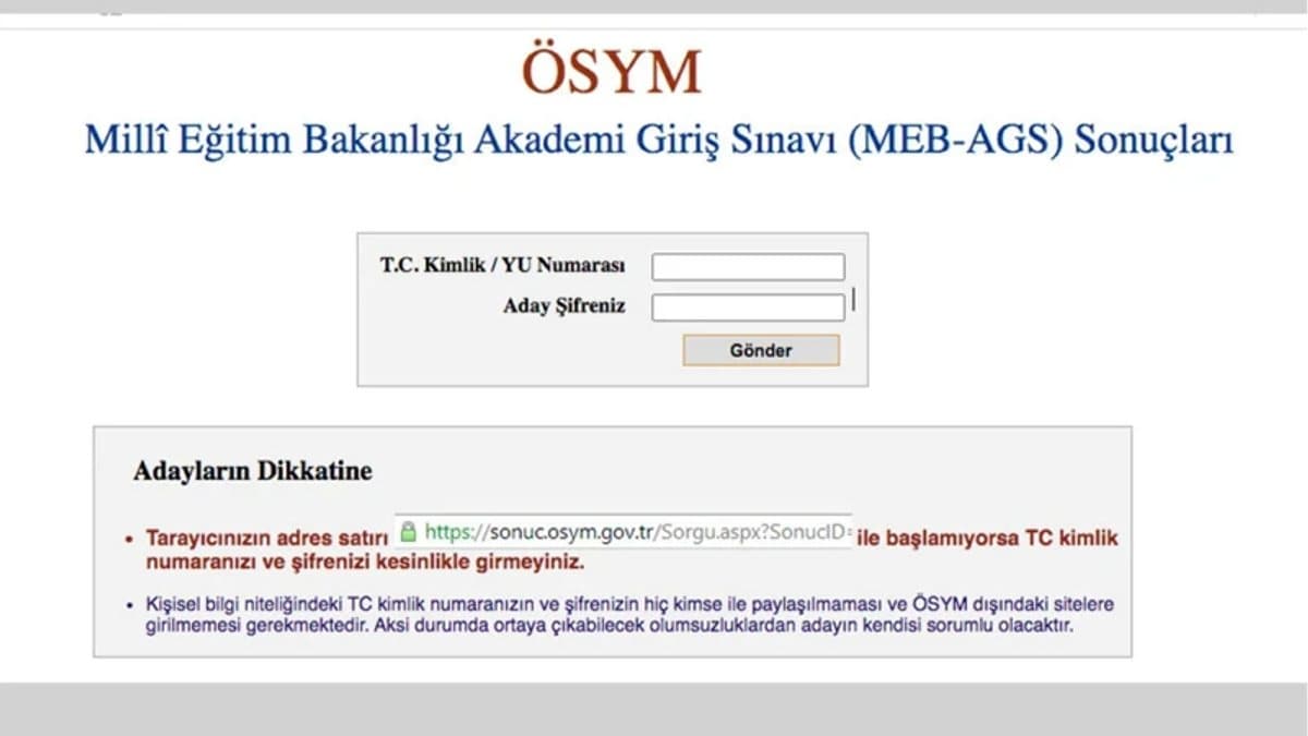 Millî Eğitim Bakanlığı Akademi Giriş Sınavı (MEB-AGS) sonuçları açıklandı mı? sonuc.osym.gov.tr üzerinden nasıl sorgulanır?