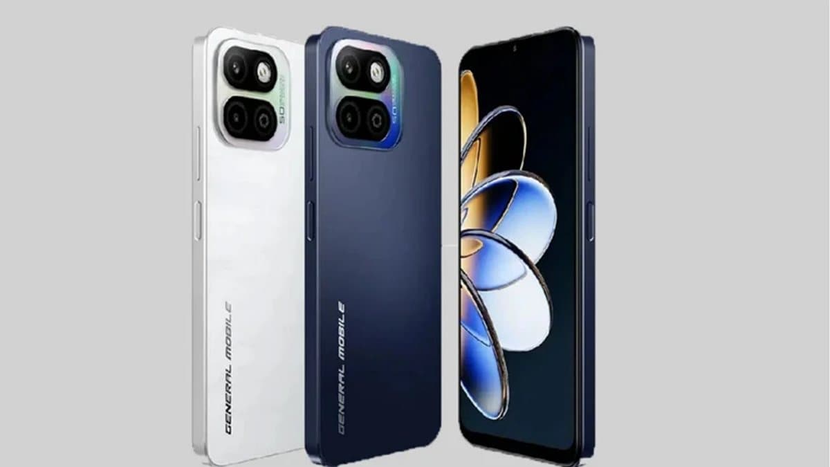 General Mobile GM 26 One 5G akıllı telefonun ön ekranı ve arka kamera modülü.
