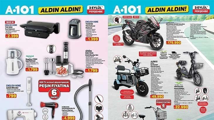 A101 Aldın Aldın 3 Eylül Perşembe aktüel kataloğunda hangi ürünler satışa çıkacak? Yazıcı, tost makinesi ve elektrikli bisiklet ne kadar?