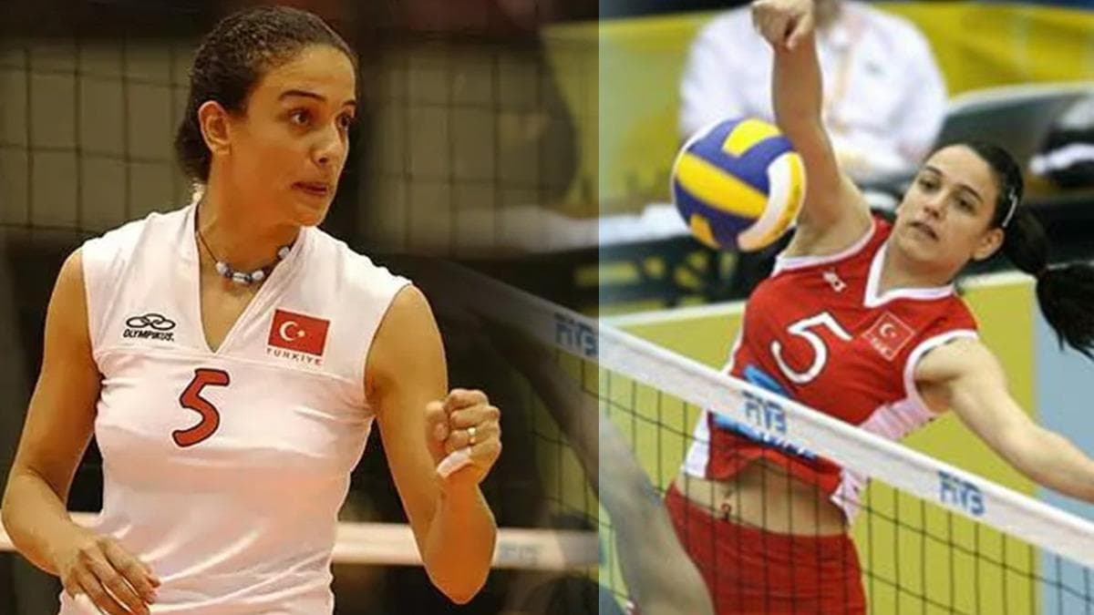 Aysun Özbek, Türkiye-Polonya voleybol karşılaşmasını tribünde eski takım arkadaşlarıyla izliyor.