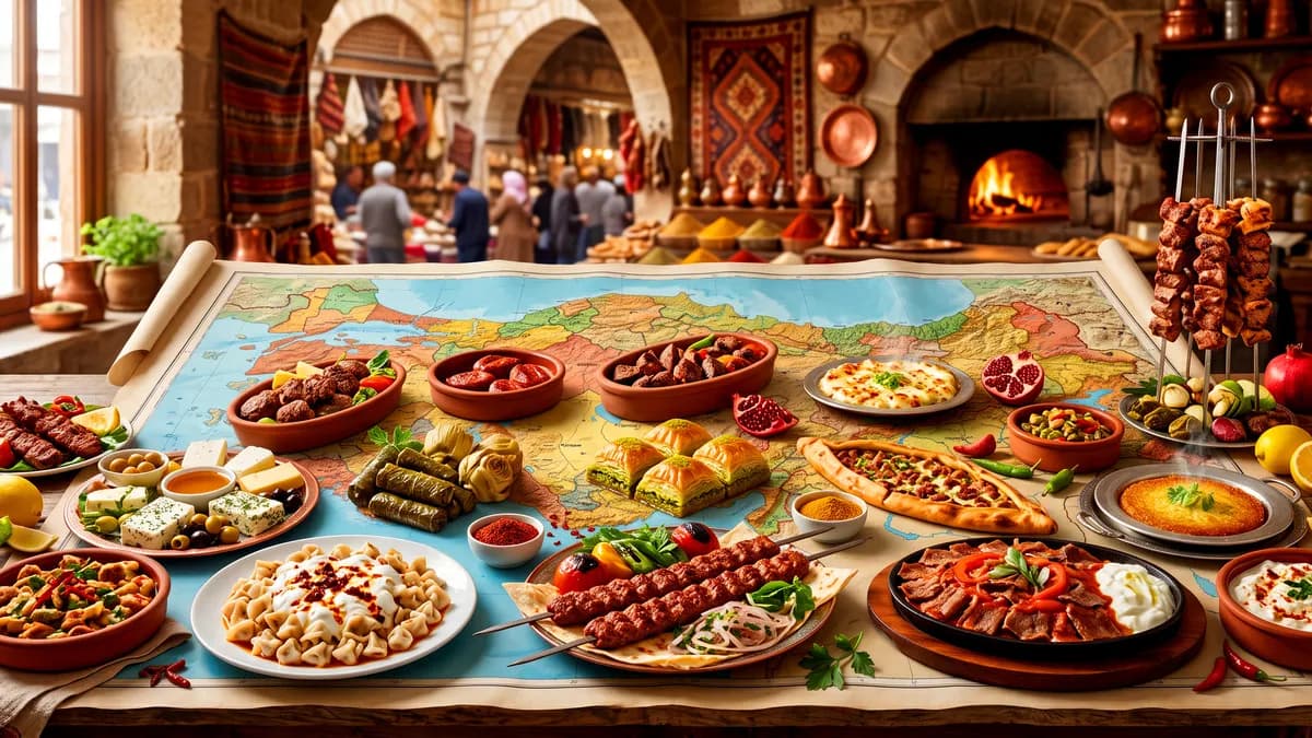 Türkiye’nin yöresel yemeklerini temsil eden gastronomi görseli