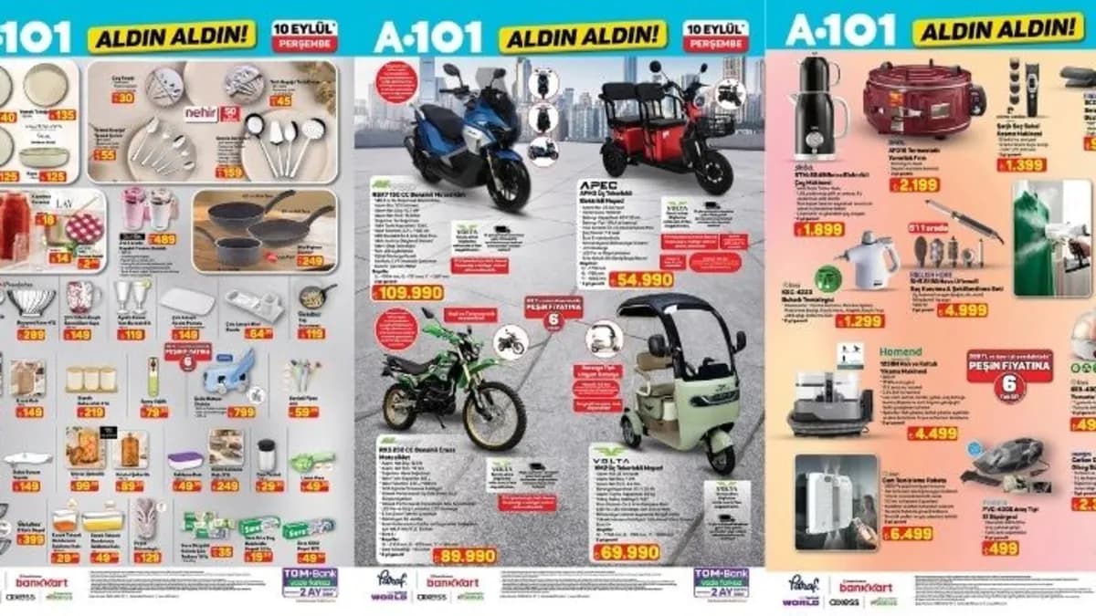 10 Eylül 2026 A101 aktüel kataloğunda neler var? Cep telefonu, televizyon ve halı yıkama makinesi bu haftaki listede yer alıyor mu?