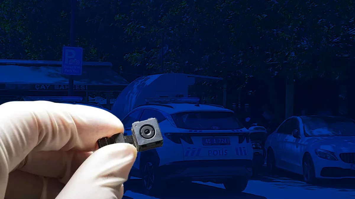 Manisa'da bir çay bahçesinin erkekler tuvaletinde bulunan gizli kamera düzeneğiyle ilgili polis çalışması