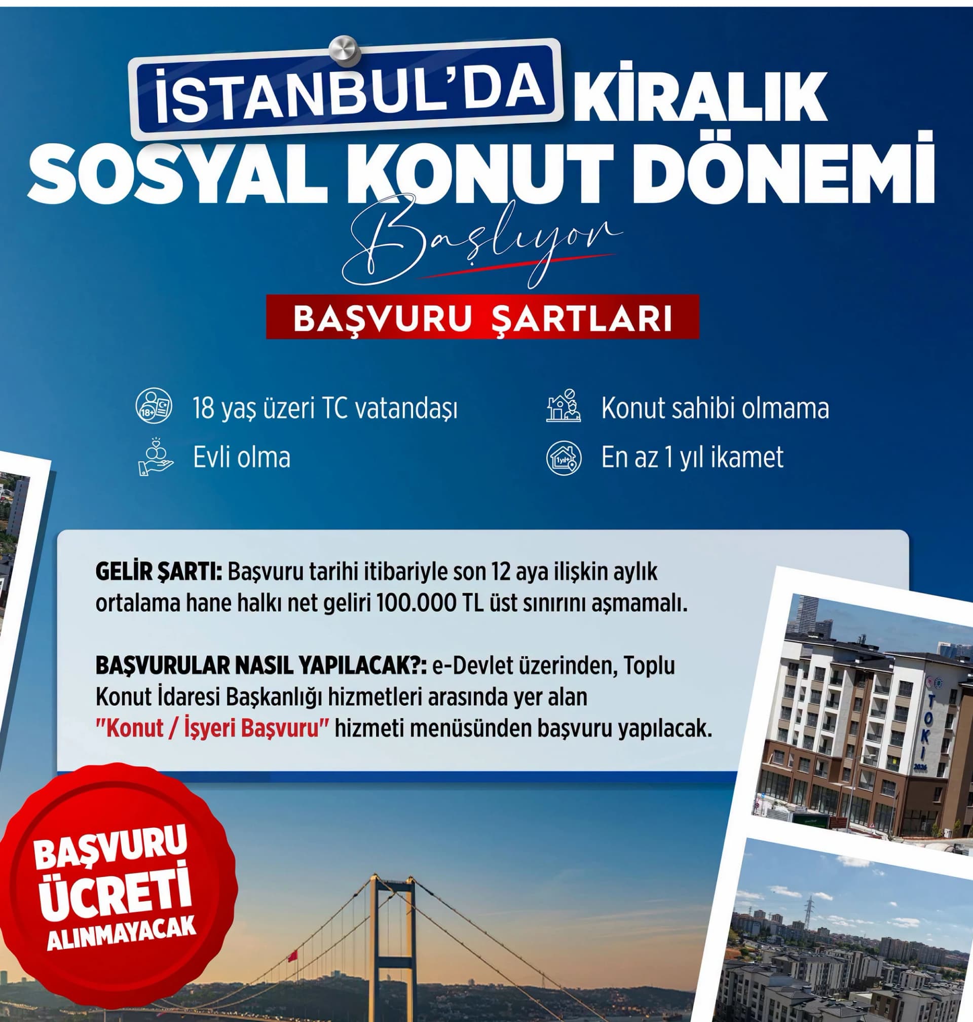Bekar olan TOKİ kiralık konuta başvurabilir mi, başvuru şartları neler? İstanbul kiralık sosyal konut başvuruları ne zaman başlıyor?