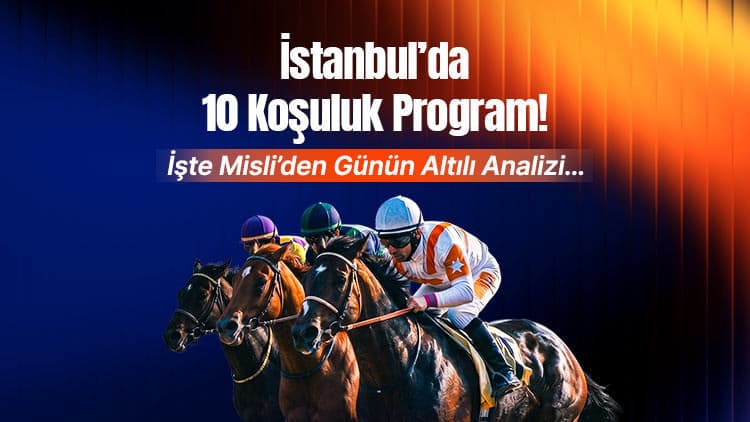Koşu sırasında İstanbul hipodromunda yarışan atlar.