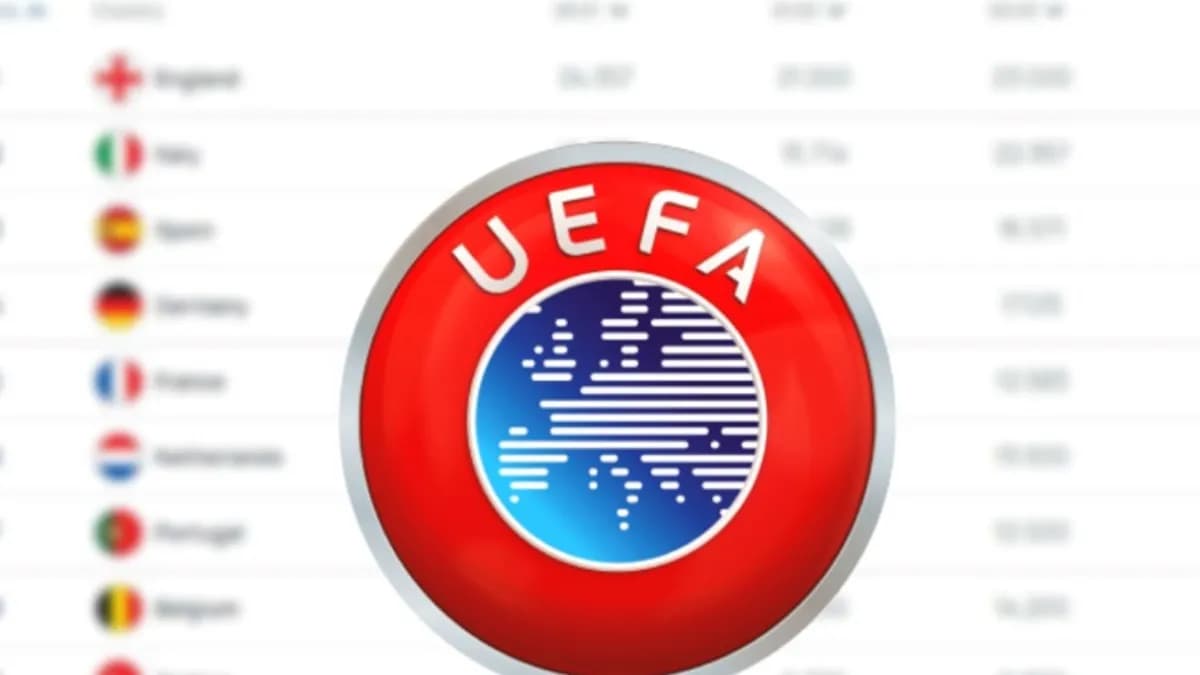 UEFA ülke puanı sıralamasını gösteren tablo ve Türkiye'nin 9. sıradaki konumu.