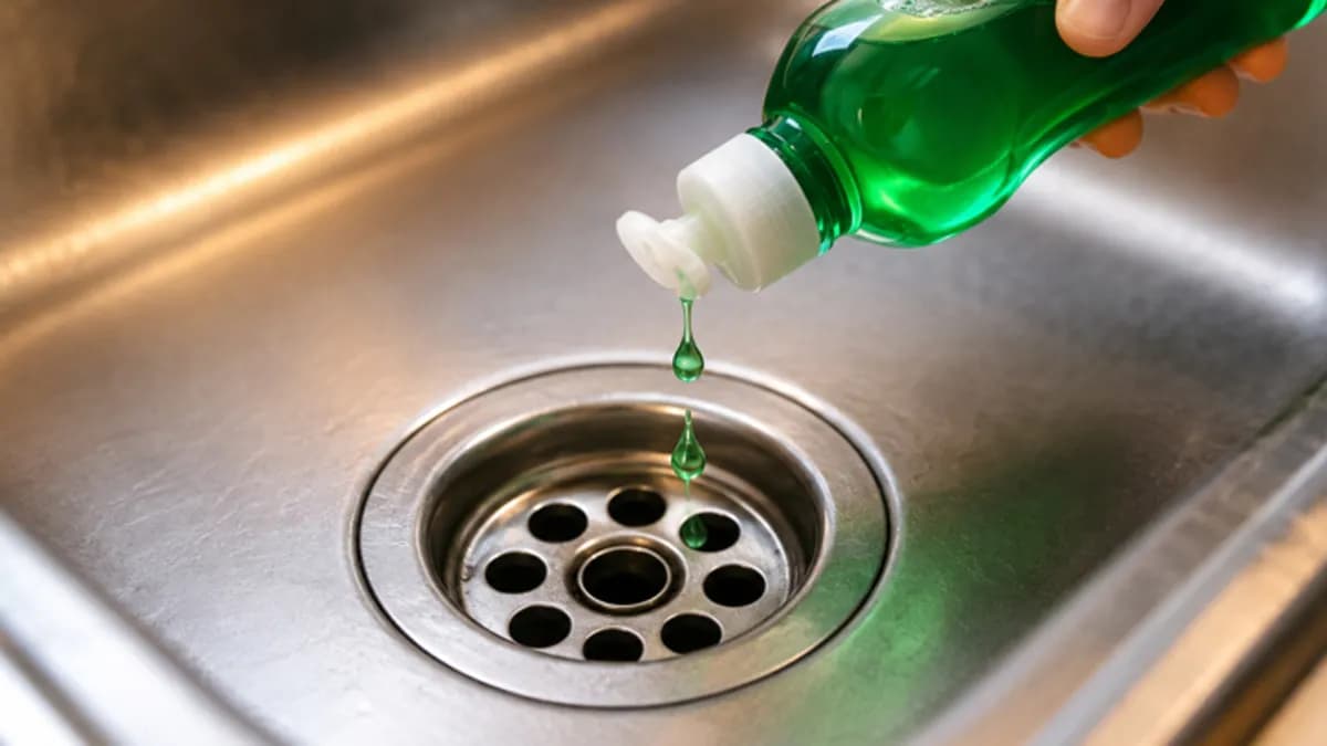 Lavabo gideri ve bulaşık deterjanı şişesi