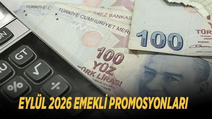 Eylül 2026 emekli promosyonu kampanyalarını karşılaştıran banka logoları ve Türk lirası tutarları